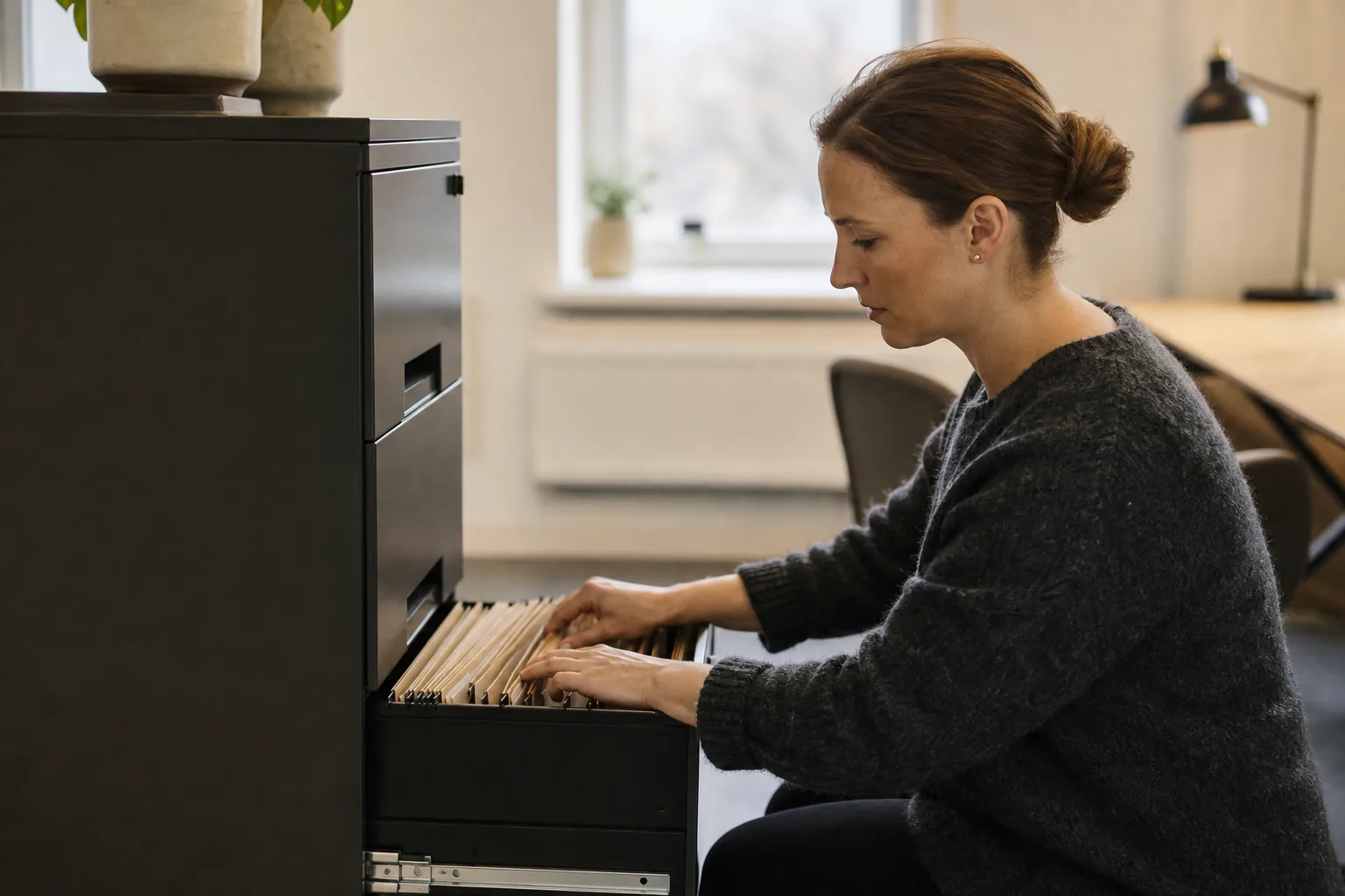 HR-specialist och chef går igenom skalor i en personlighetsprofil mot kraven i en annons